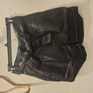 Black Leather High-Waisted Shorts